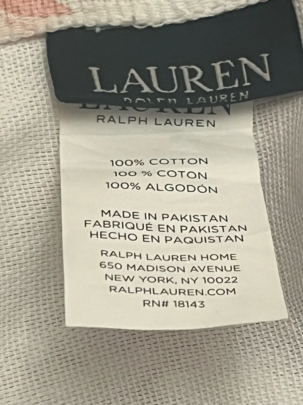 Lauren Ralph Lauren shower curtain w/,Soft Pink Floral Print